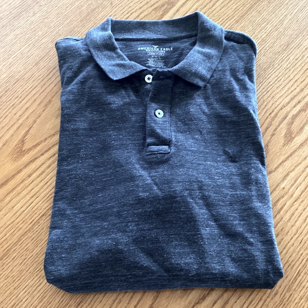 Men’s American Eagle Outfitters Dark Gray Core Flex Shirt Classic Fit Sz Med